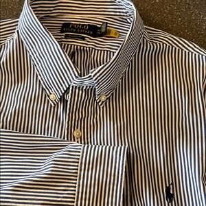 Polo by Ralph Lauren Navy and White Vertical Stripe Button-Down Shirt